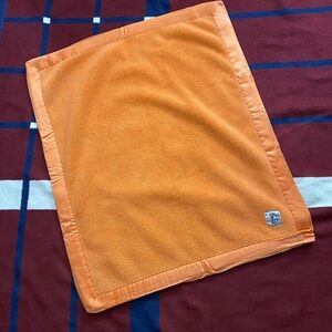 Little Giraffe orange fleece lovey baby blanket satin lined trim Made in USA